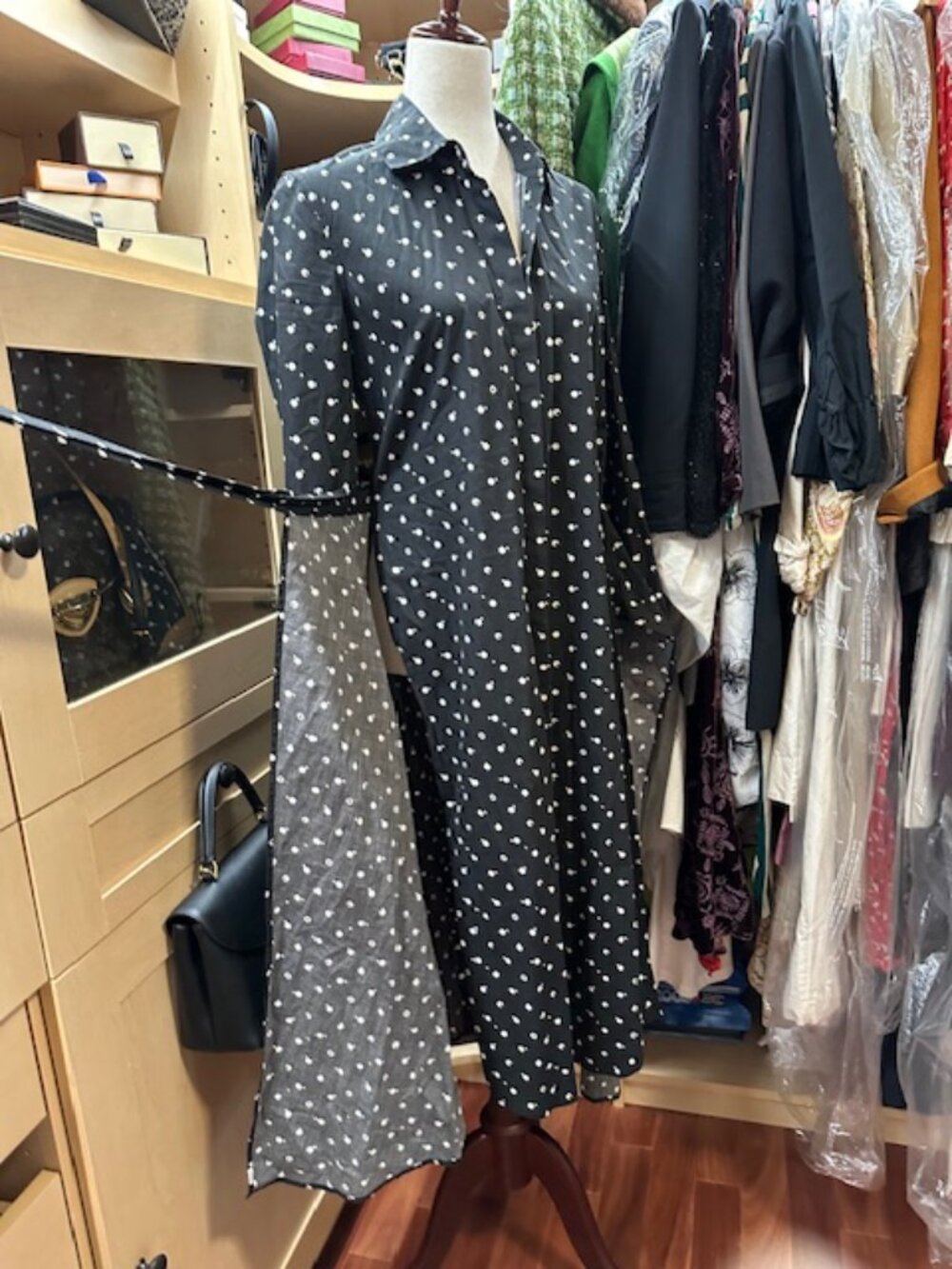 Rosetta Getty Polka Black/White Dot Print Size Six Long Dress - Picture 7 of 10